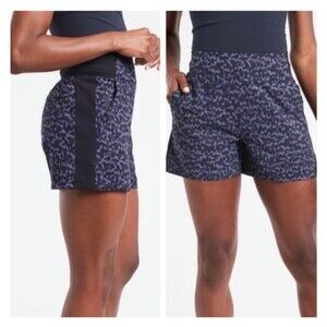 Athleta Brooklyn Printed Running Women's Shorts Activewear Black Blue Camo Sz 2